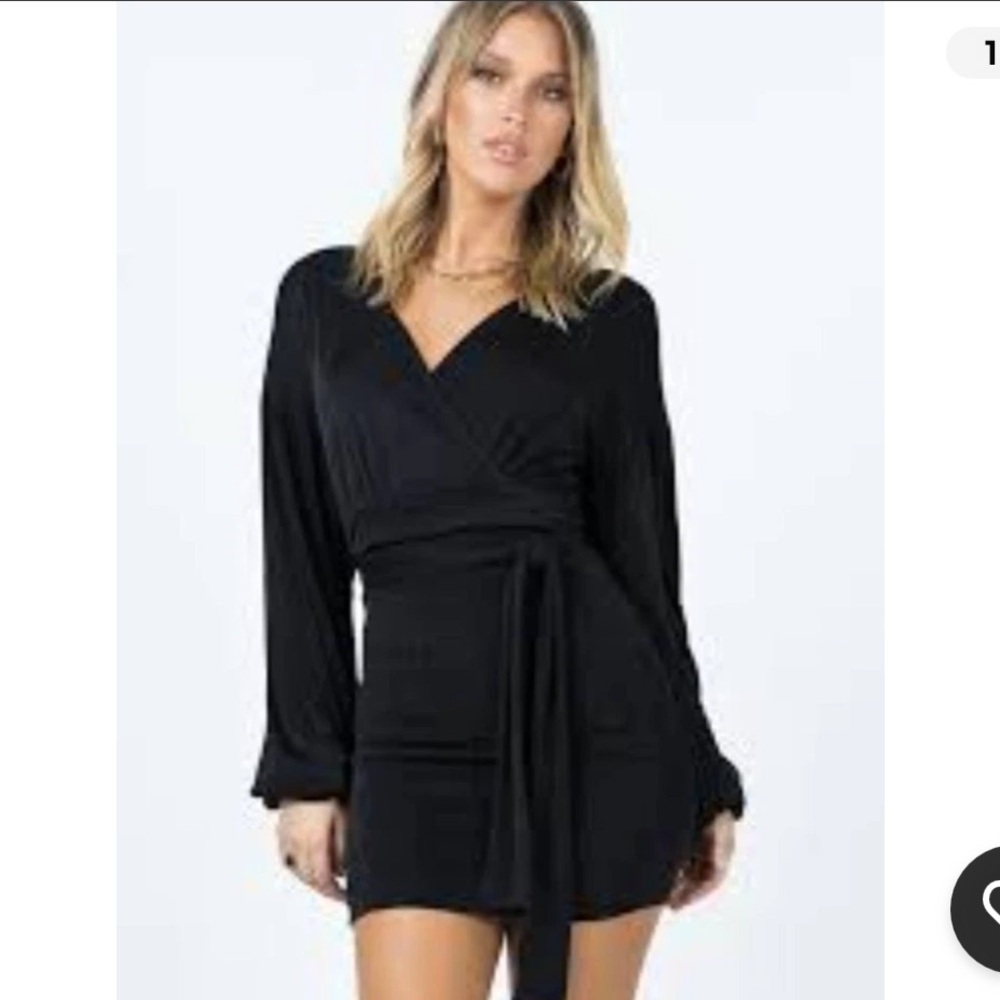 Princess Polly Jasmine Ballon Sleeve black mini dress cocktail size 2